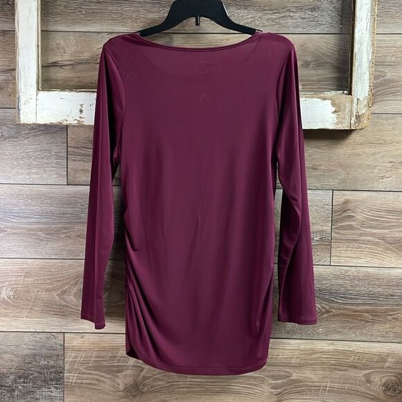 Nine West Women's  Burgundy Lace Stretchy Gathered Sides Top, Size Medium - Picture 5 of 5